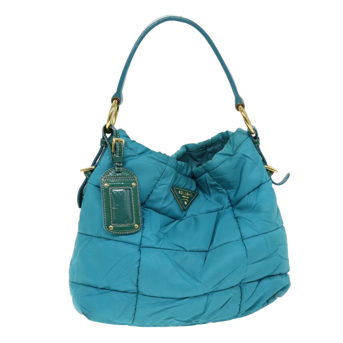 PRADA Tote Bag Nylon Turquoise Blue Auth 75648