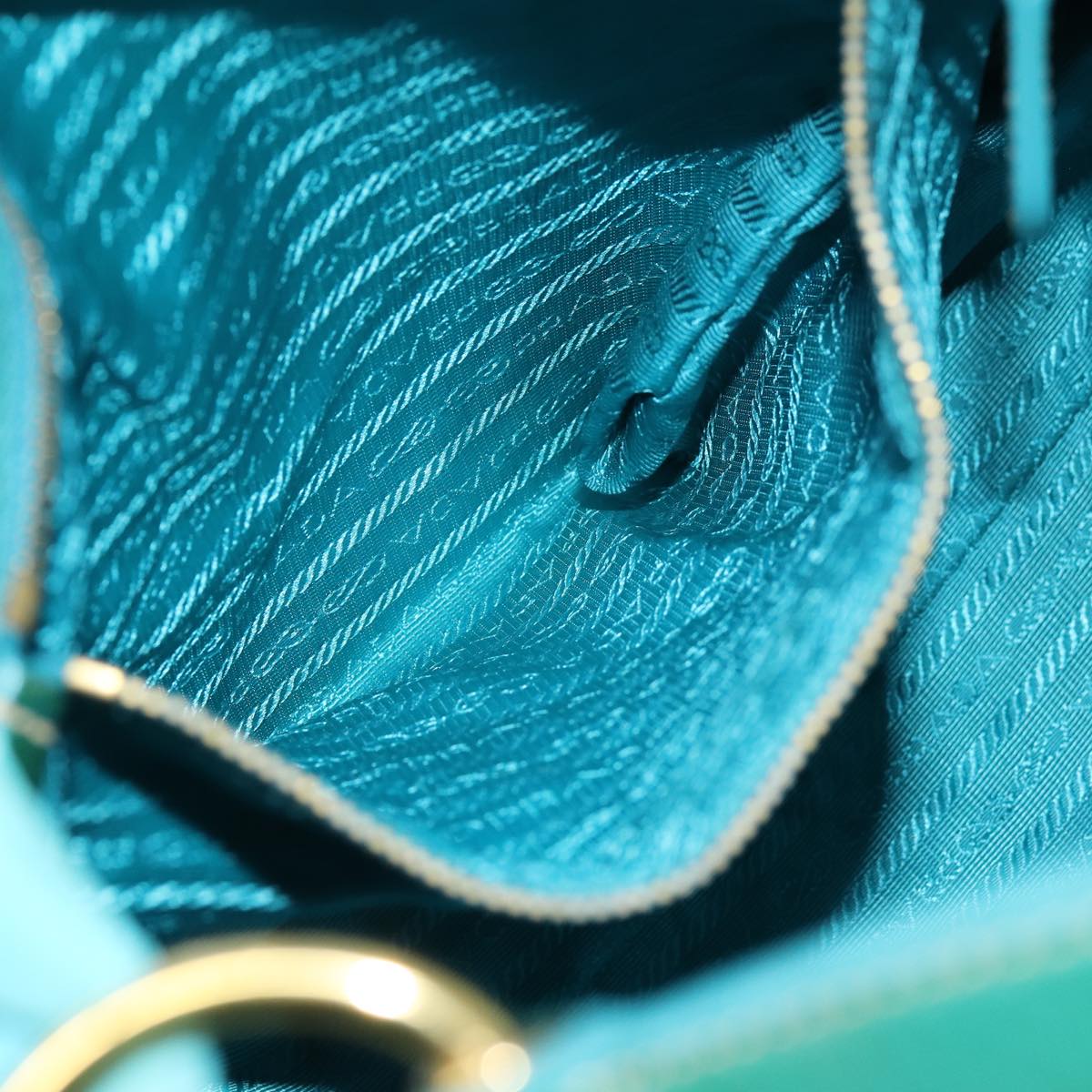 PRADA Tote Bag Nylon Turquoise Blue Auth 75648