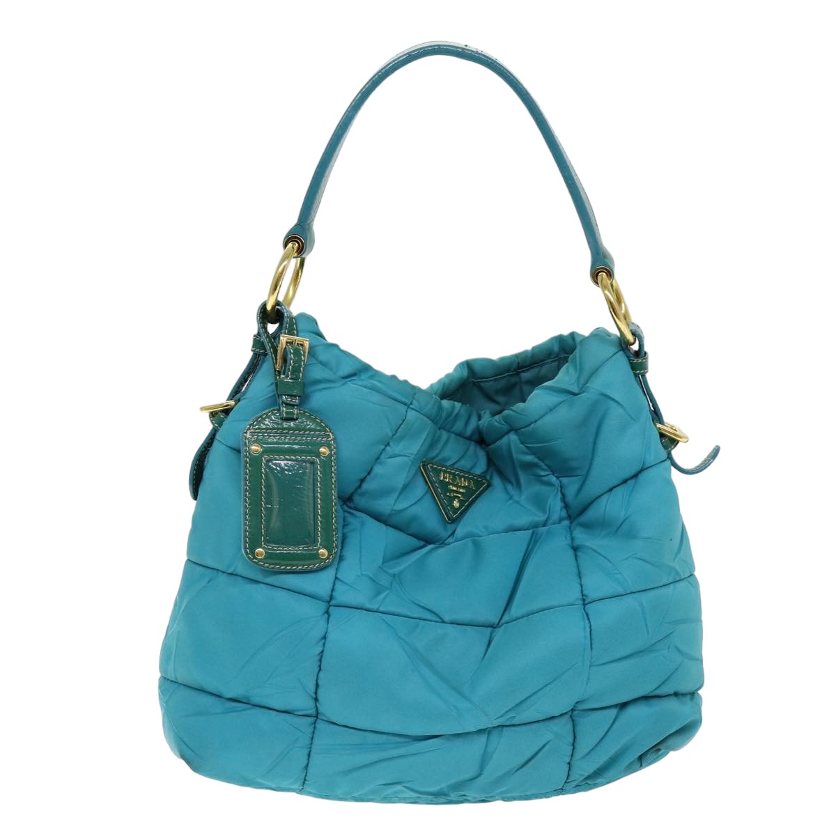 PRADA Tote Bag Nylon Turquoise Blue Auth 75648