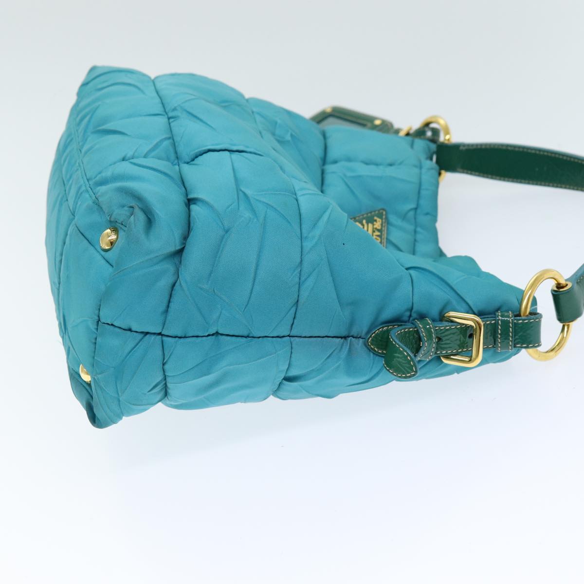 PRADA Tote Bag Nylon Turquoise Blue Auth 75648