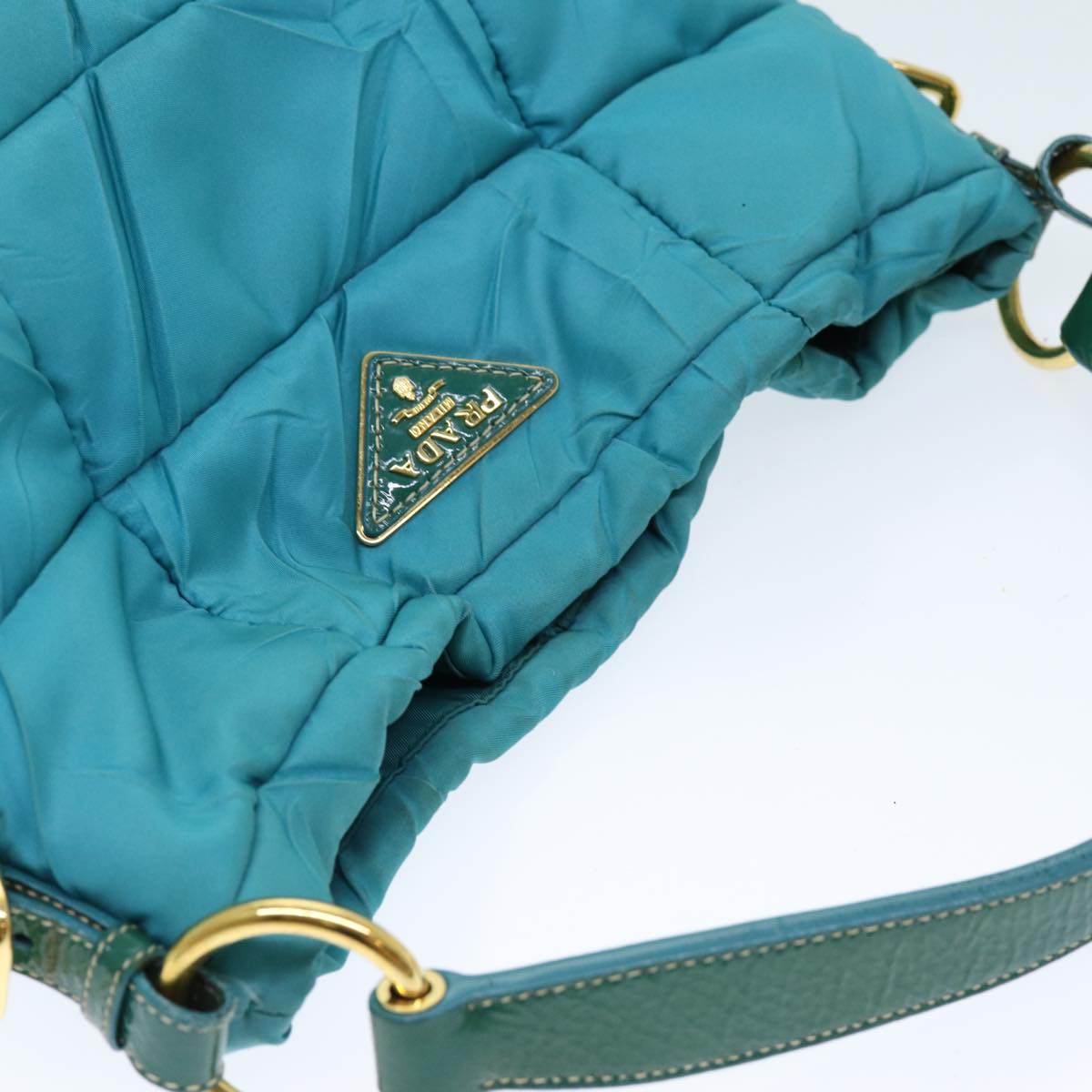 PRADA Tote Bag Nylon Turquoise Blue Auth 75648