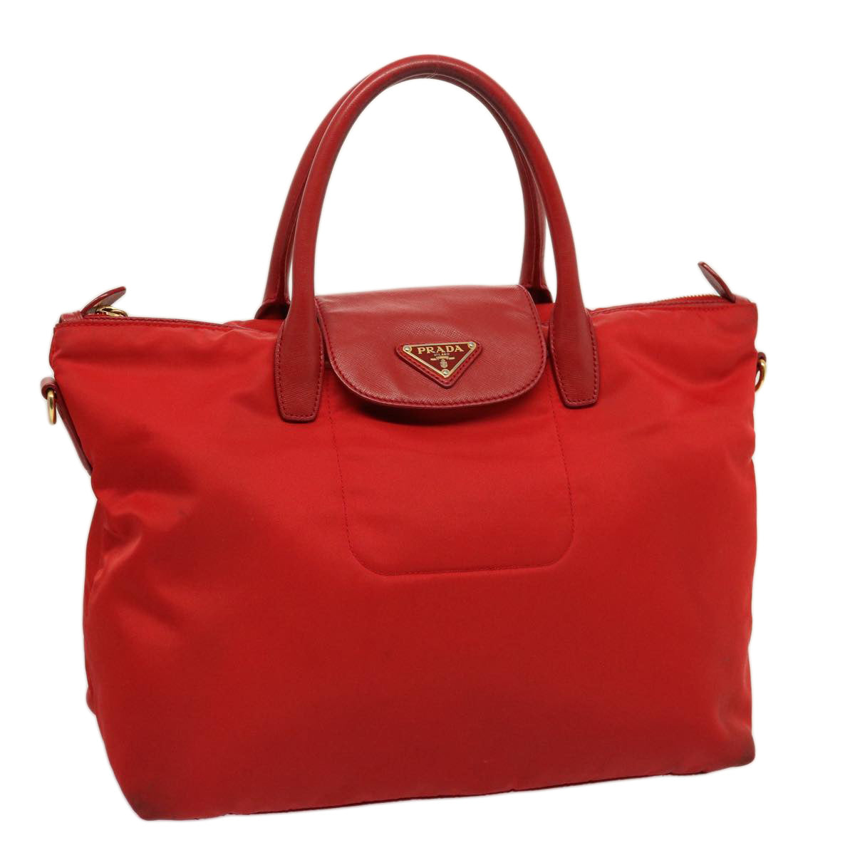 PRADA Tote Bag Nylon Red Auth 75649