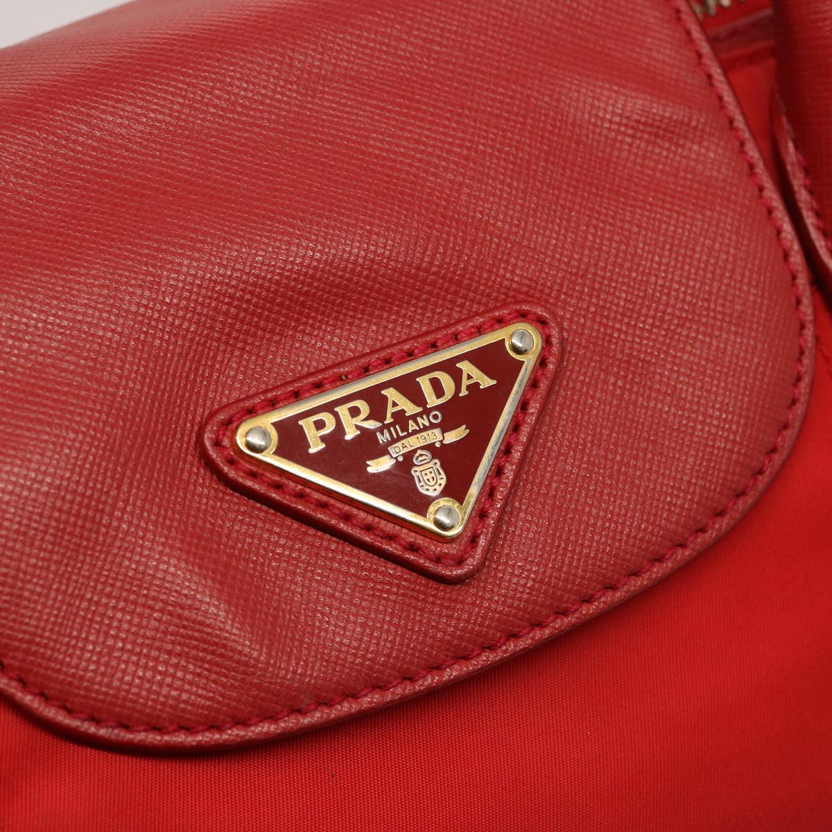 PRADA Tote Bag Nylon Red Auth 75649