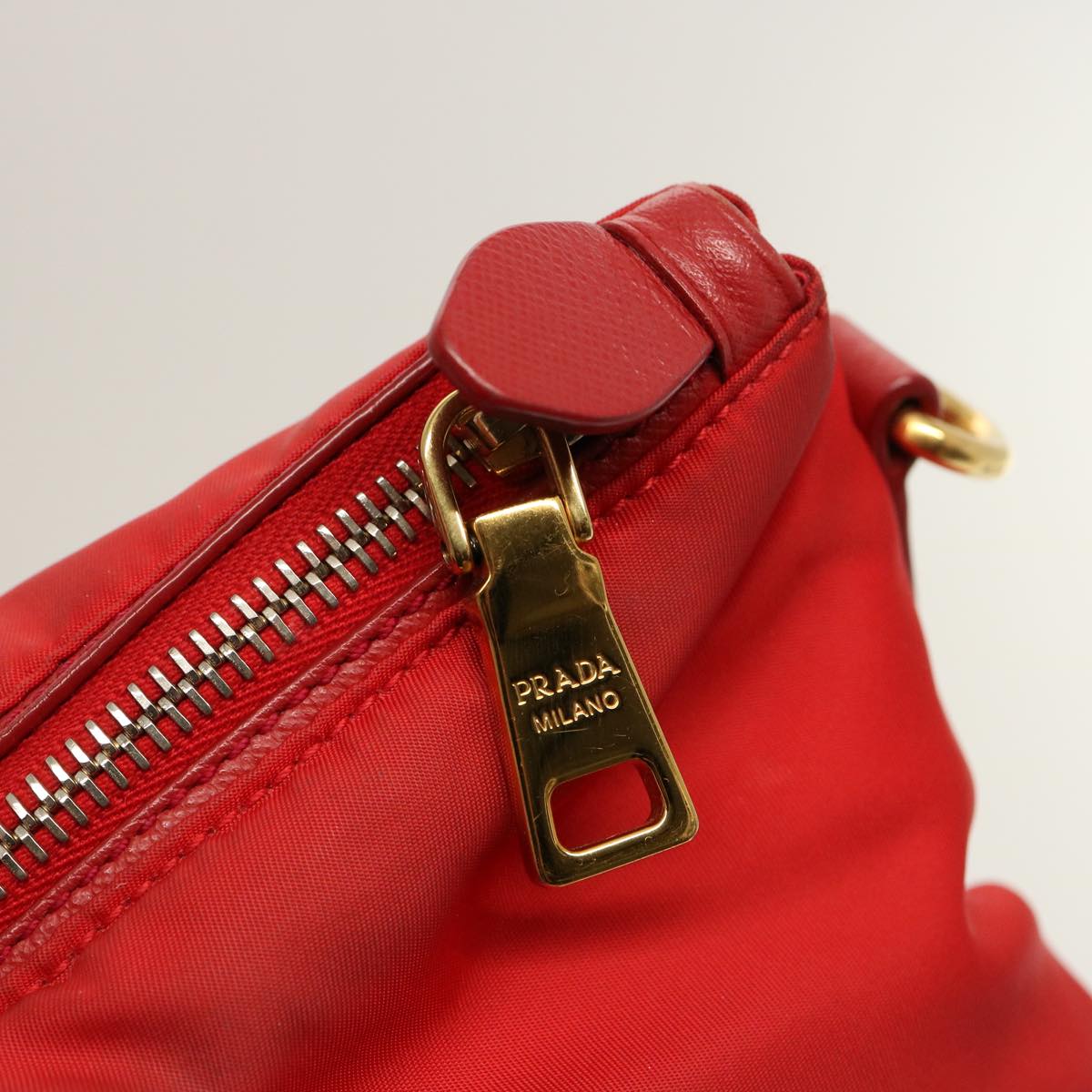 PRADA Tote Bag Nylon Red Auth 75649