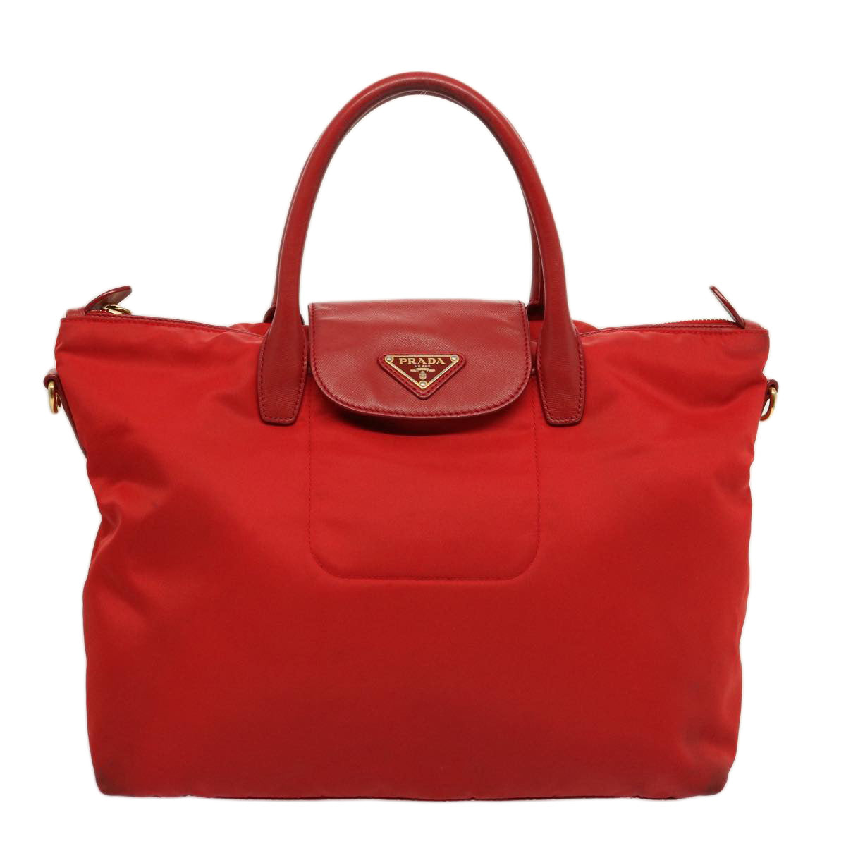 PRADA Tote Bag Nylon Red Auth 75649