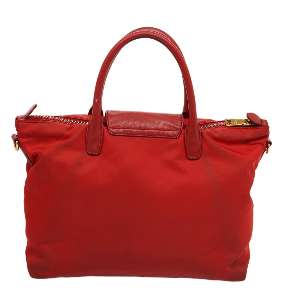 PRADA Tote Bag Nylon Red Auth 75649