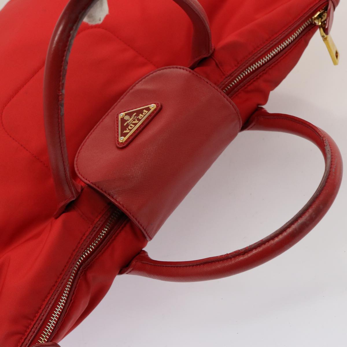 PRADA Tote Bag Nylon Red Auth 75649