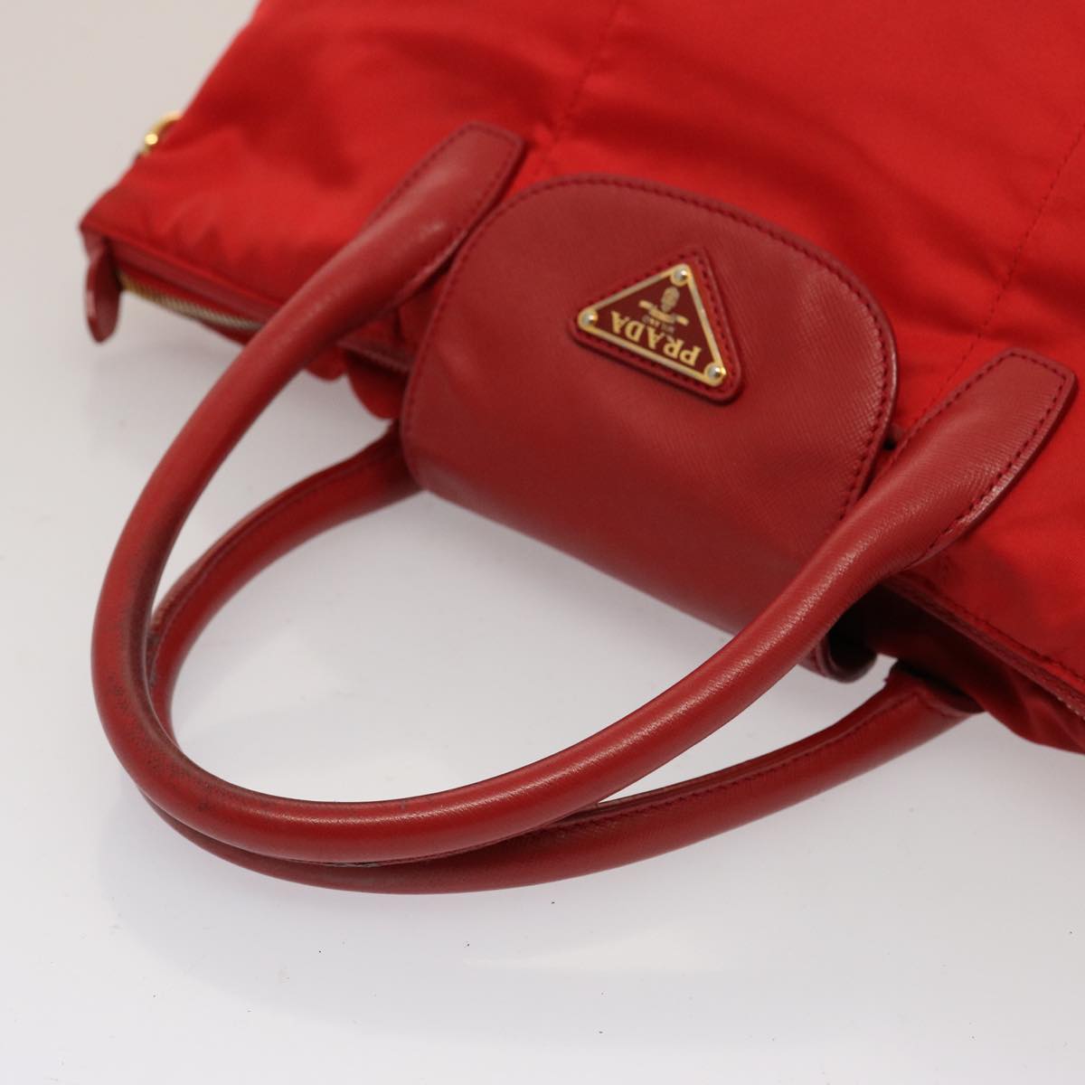 PRADA Tote Bag Nylon Red Auth 75649