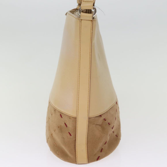 BURBERRY Shoulder Bag Suede Leather Beige Auth 75665