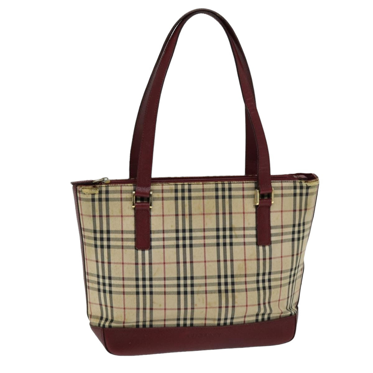 BURBERRY Nova Check Tote Bag Canvas Beige Auth 75667