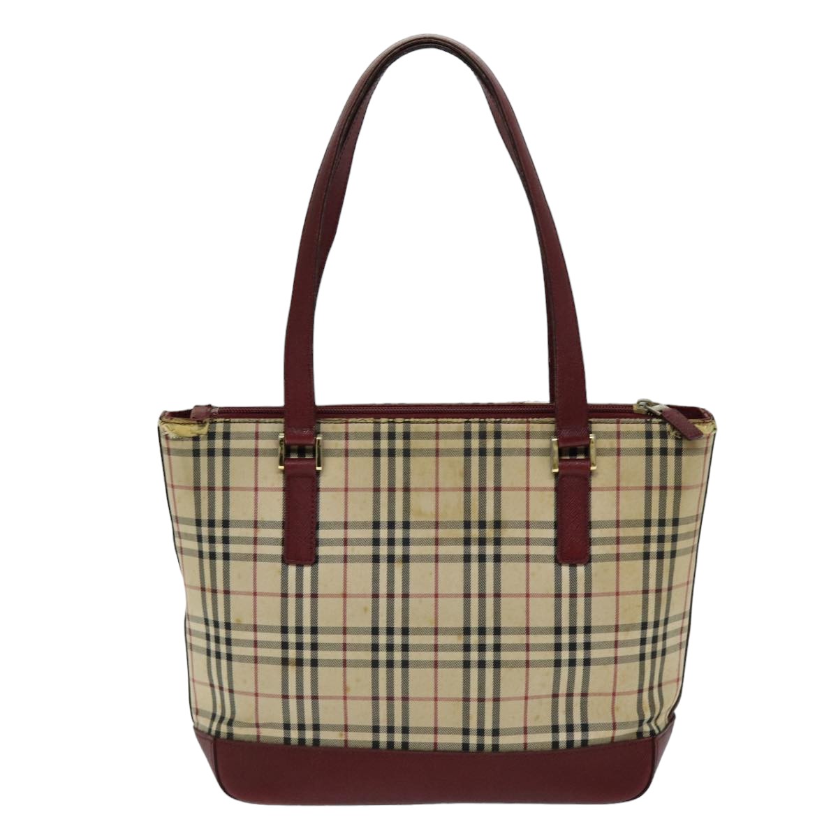 BURBERRY Nova Check Tote Bag Canvas Beige Auth 75667