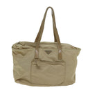 PRADA Tote Bag Nylon Beige Auth 75668-13