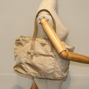 PRADA Tote Bag Nylon Beige Auth 75668-22