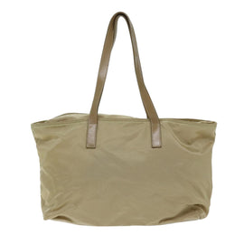 PRADA Tote Bag Nylon Beige Auth 75668 - 0