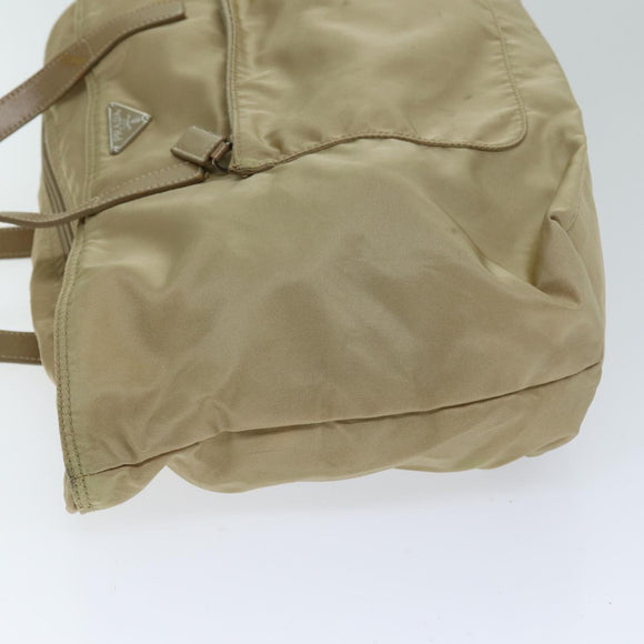 PRADA Tote Bag Nylon Beige Auth 75668