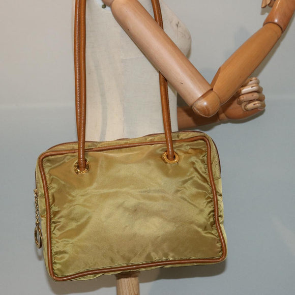 CELINE Shoulder Bag Nylon Khaki Auth 75674