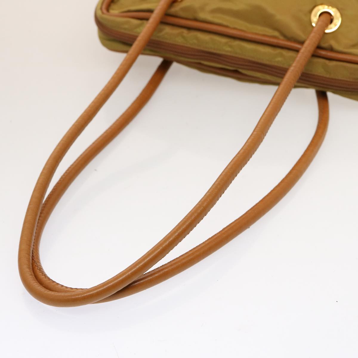 CELINE Shoulder Bag Nylon Khaki Auth 75674