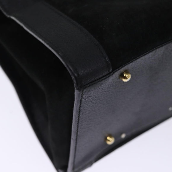 GUCCI Bamboo Tragetasche Wildleder Schwarz 002 1186 0259 Auth 75677