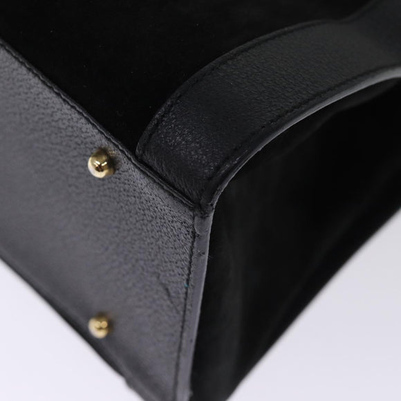 GUCCI Bamboo Tragetasche Wildleder Schwarz 002 1186 0259 Auth 75677