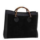 GUCCI Bamboo Tote Bag Suede Black 002 1186 0259 Auth 75677-1