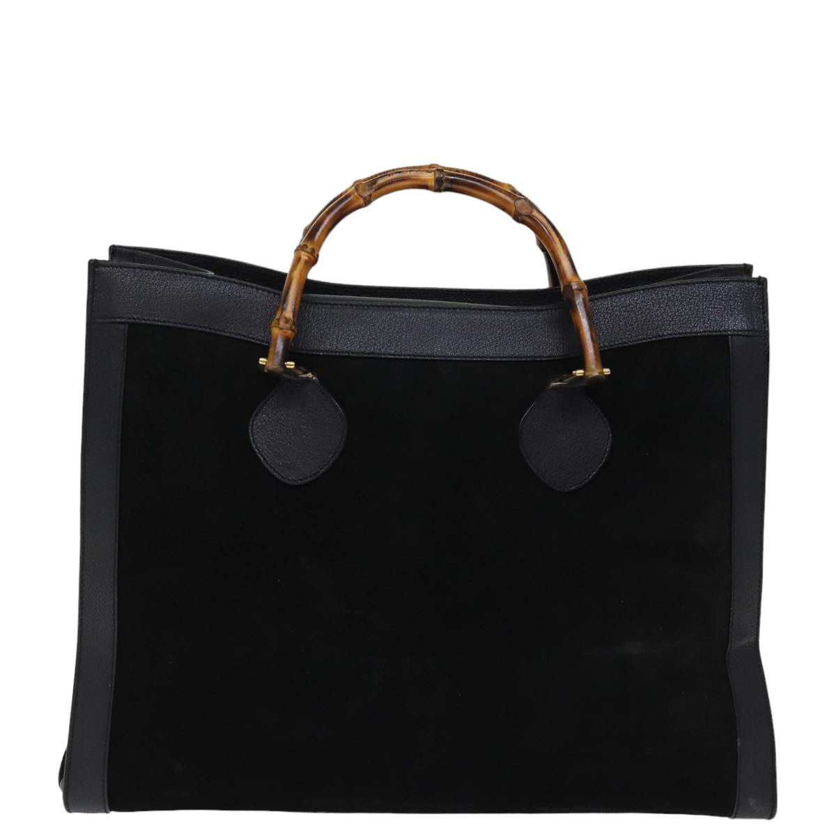 GUCCI Bamboo Tote Bag Suede Black 002 1186 0259 Auth 75677