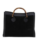 GUCCI Bamboo Tote Bag Suede Black 002 1186 0259 Auth 75677-13