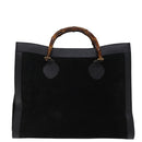 GUCCI Bamboo Tote Bag Suede Black 002 1186 0259 Auth 75677-2