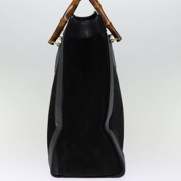 GUCCI Bamboo Tragetasche Wildleder Schwarz 002 1186 0259 Auth 75677