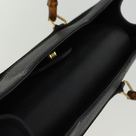 GUCCI Bamboo Tragetasche Wildleder Schwarz 002 1186 0259 Auth 75677