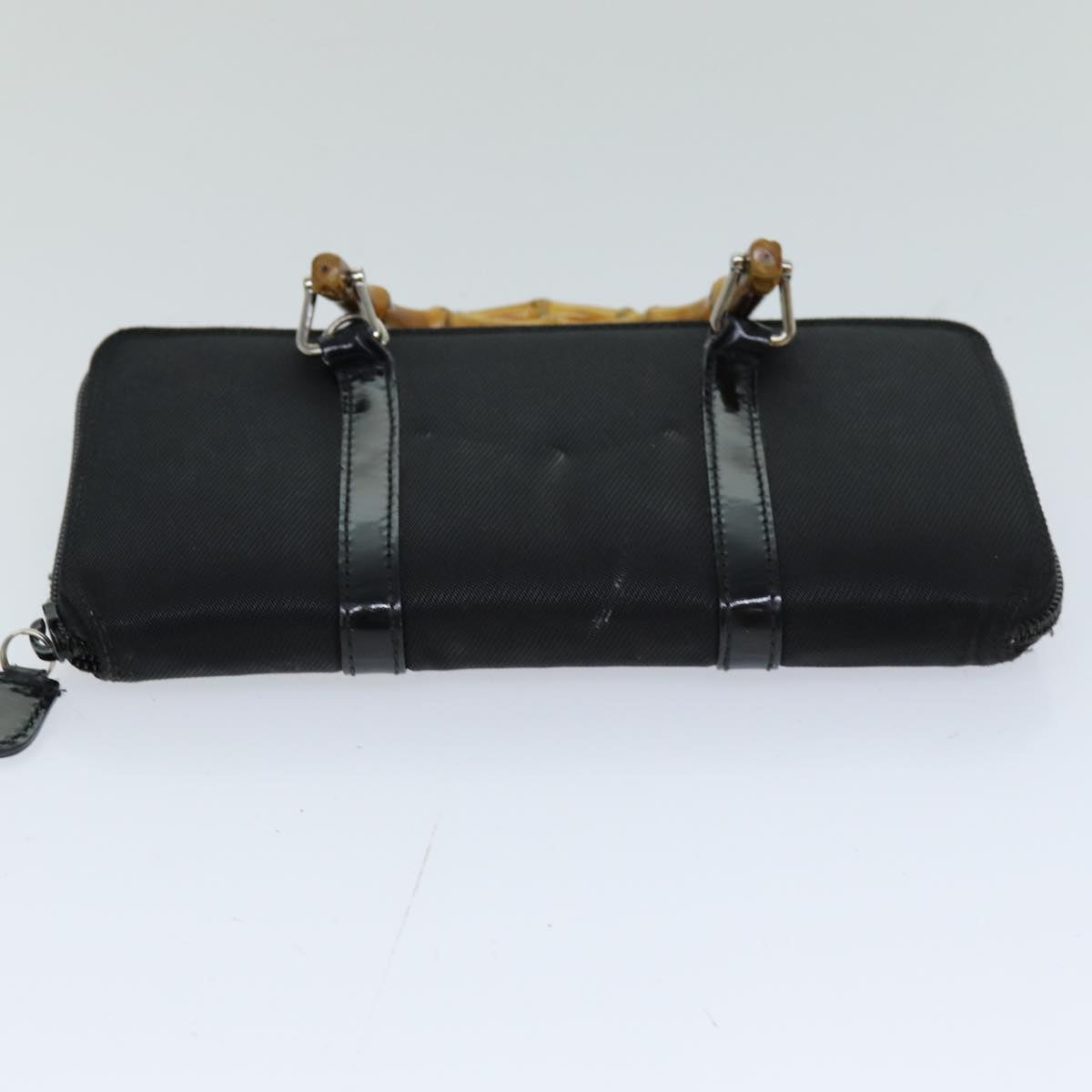 GUCCI Bamboo Shoulder Bag Nylon 2way Black 039 1998 0700 Auth 75687