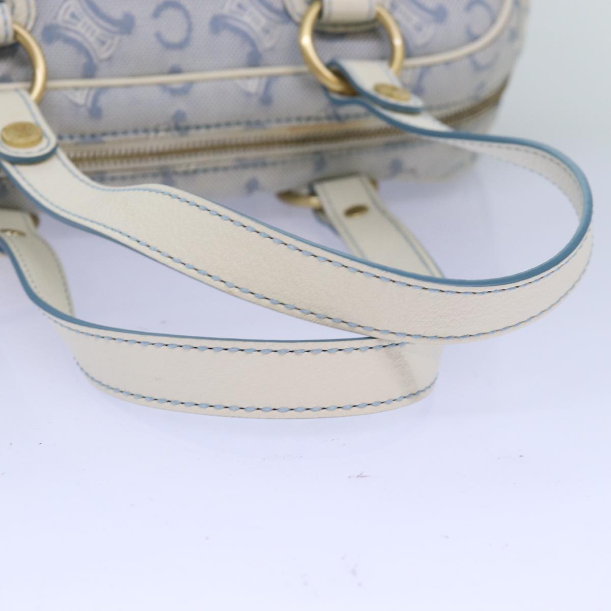 CELINE C Macadam Canvas Hand Bag Light Blue Auth 75688