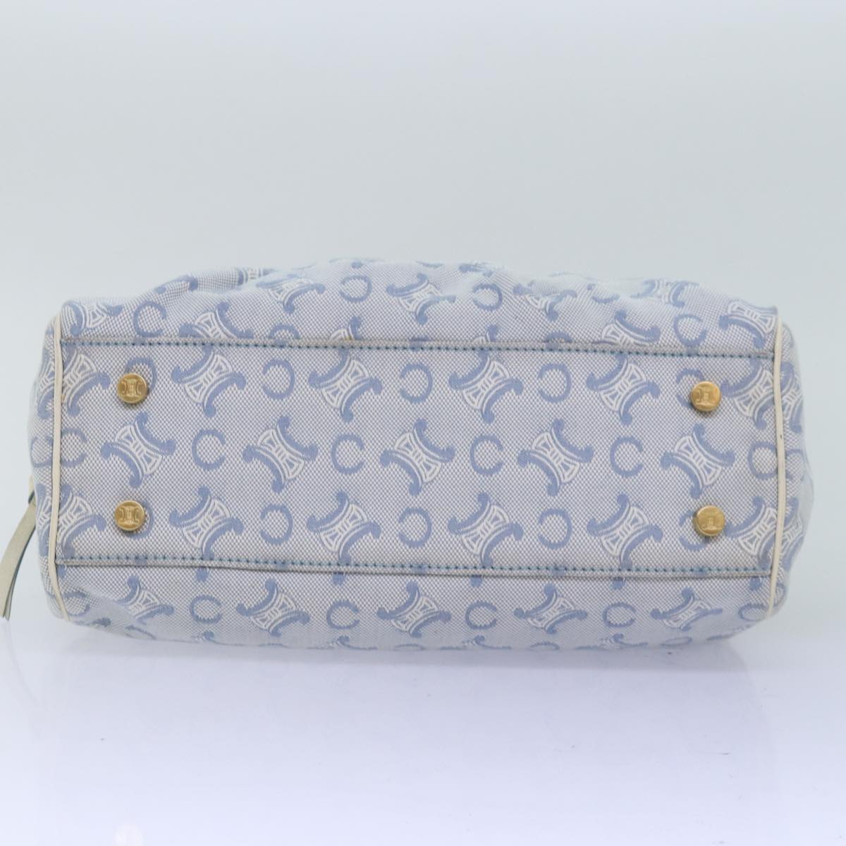 CELINE C Macadam Canvas Hand Bag Light Blue Auth 75688