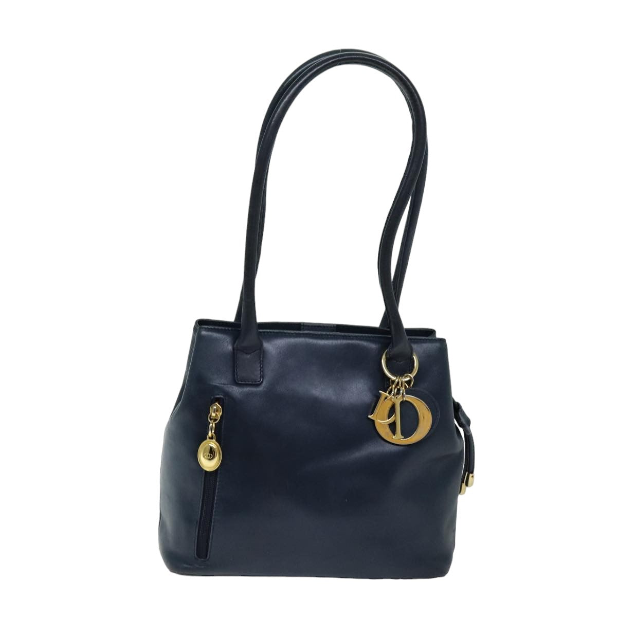 Christian Dior Shoulder Bag Leather Navy Auth 75690