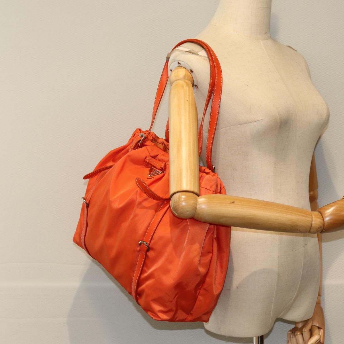 PRADA Tote Bag Nylon Orange Auth 75692