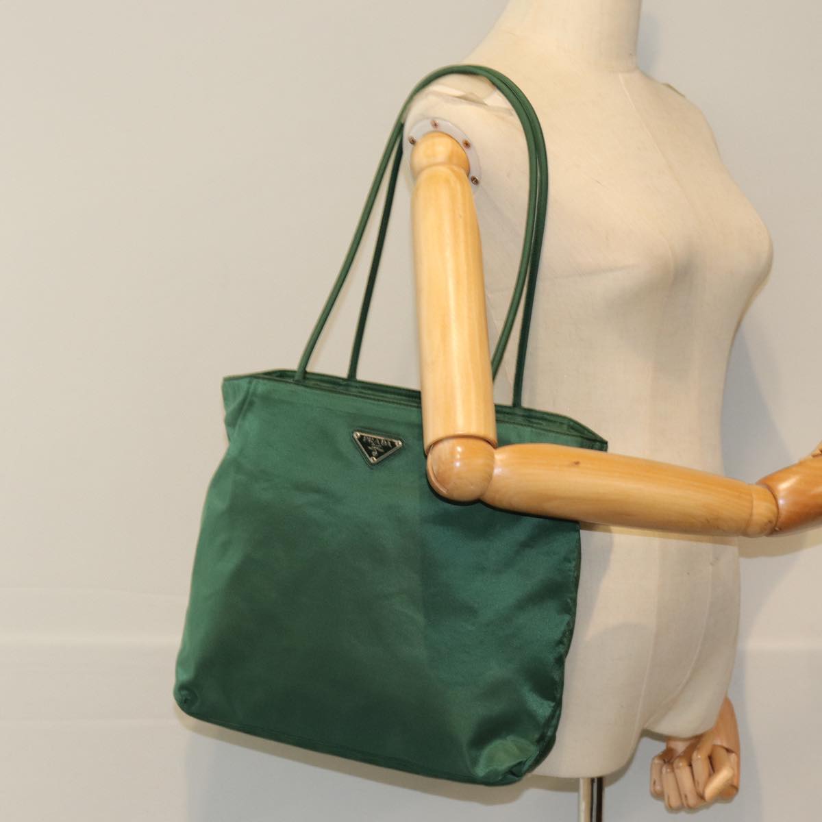 PRADA Tote Bag Nylon Green Auth 75693