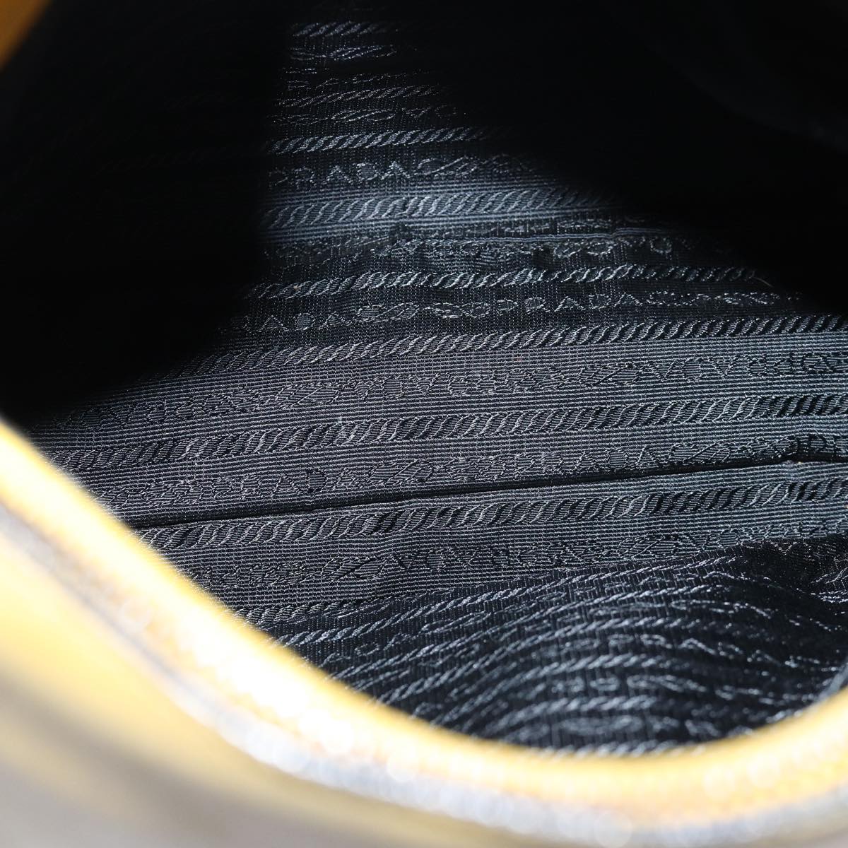PRADA Chain Shoulder Bag Leather Yellow Auth 75696
