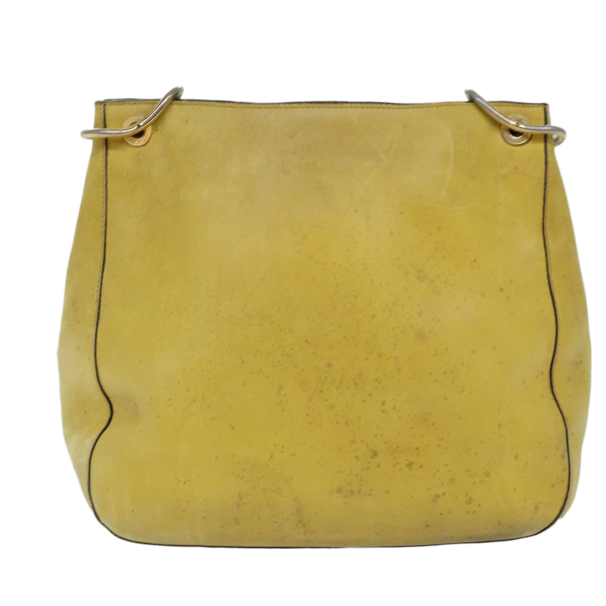 PRADA Chain Shoulder Bag Leather Yellow Auth 75696 - 0