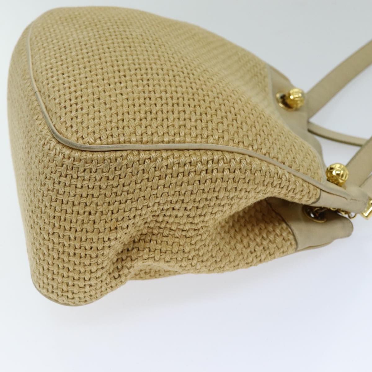 BOTTEGA VENETA Shoulder Bag straw Beige Auth 75697