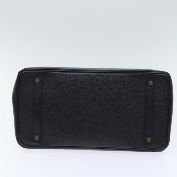 HERMES Birkin 35 Hand Bag Leather Black Gold Auth 75699