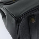 HERMES Birkin 35 Hand Bag Leather Black Gold Auth 75699-12