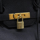HERMES Birkin 35 Hand Bag Leather Black Gold Auth 75699-15