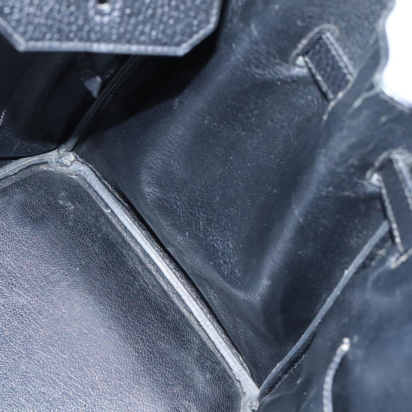 HERMES Birkin 35 Hand Bag Leather Black Gold Auth 75699