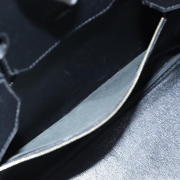 HERMES Birkin 35 Hand Bag Leather Black Gold Auth 75699