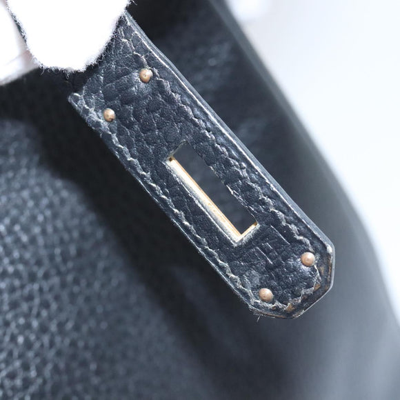 HERMES Birkin 35 Hand Bag Leather Black Gold Auth 75699