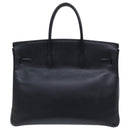 HERMES Birkin 35 Hand Bag Leather Black Gold Auth 75699-3