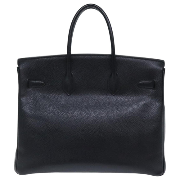 HERMES Birkin 35 Hand Bag Leather Black Gold Auth 75699