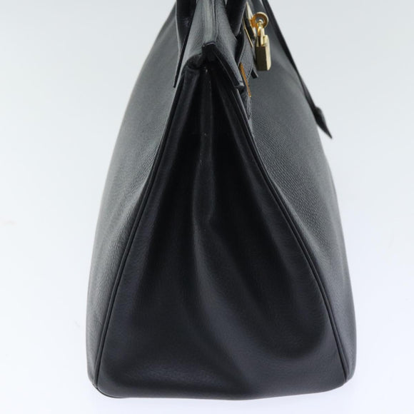 HERMES Birkin 35 Hand Bag Leather Black Gold Auth 75699
