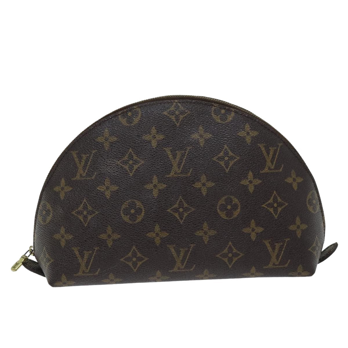 LOUIS VUITTON Monogram Trousse Demi Ronde Cosmetic Pouch M47520 LV Auth 75708