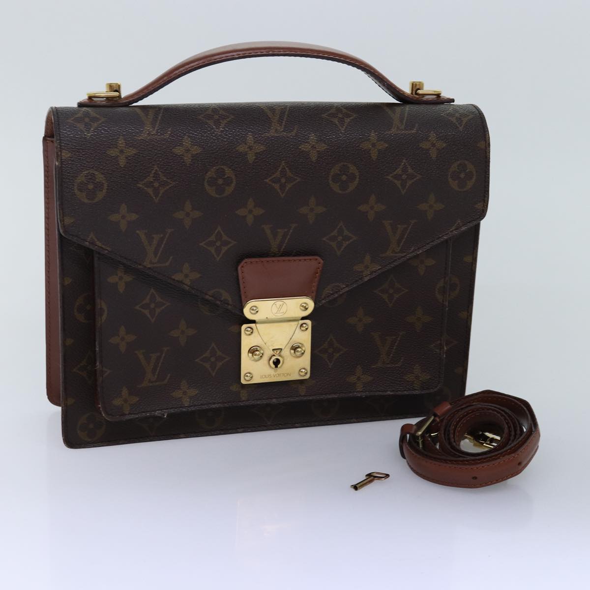 LOUIS VUITTON Monogram Monceau 28 Hand Bag 2way M51185 LV Auth 75727