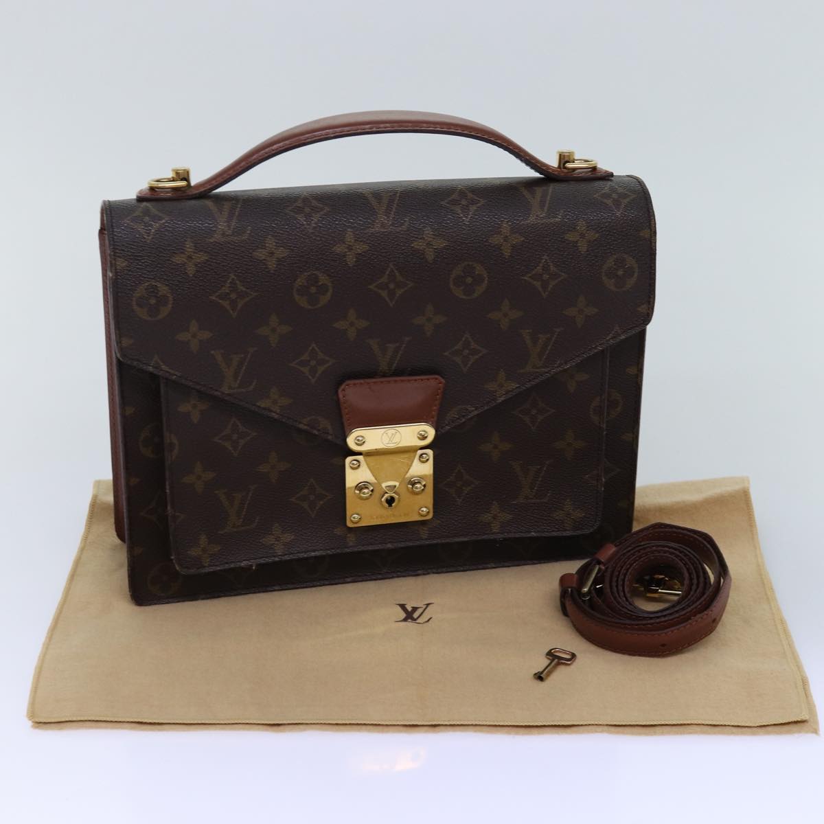 LOUIS VUITTON Monogram Monceau 28 Hand Bag 2way M51185 LV Auth 75727